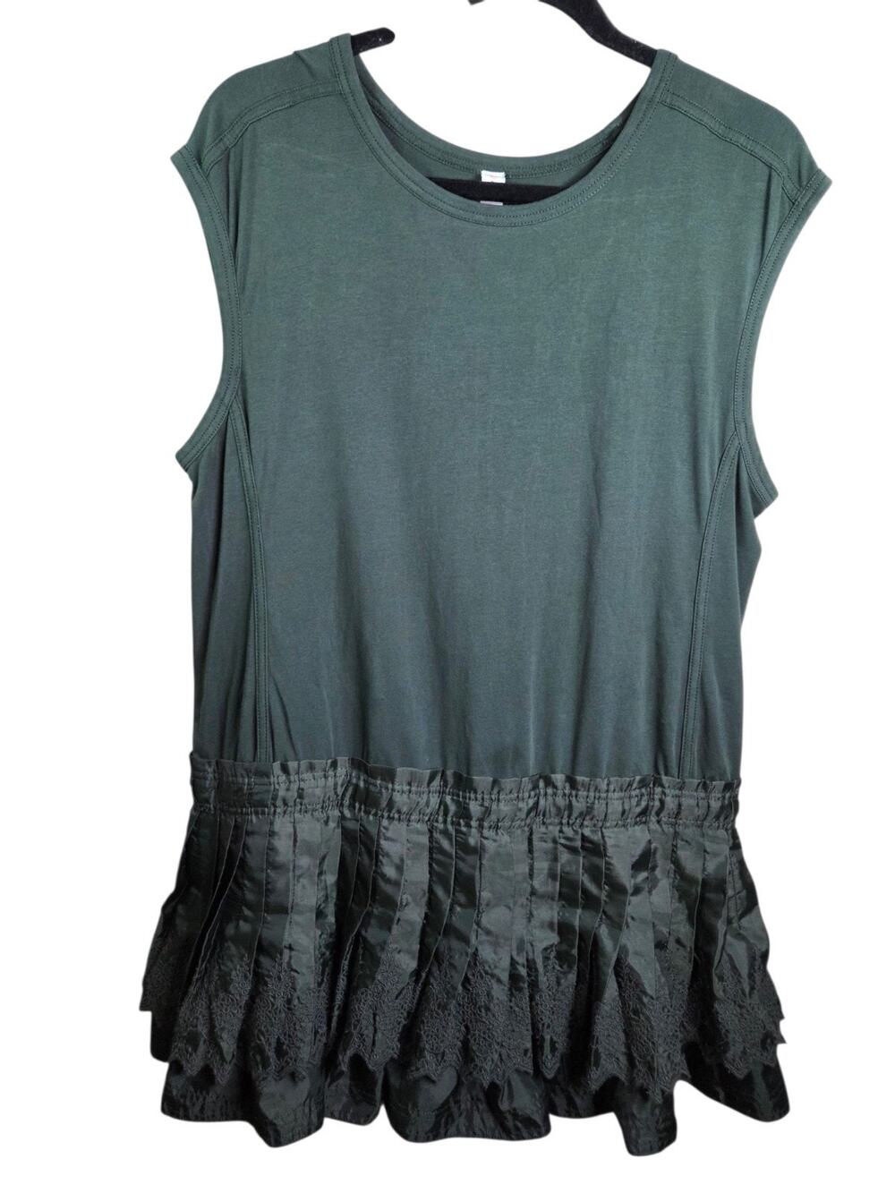 Daily Practice by Anthropologie Solid Set Mini Dress M Dark Green Ruffle Bottom